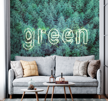 Papel mural naturaleza letra del bosque verde - TenVinilo
