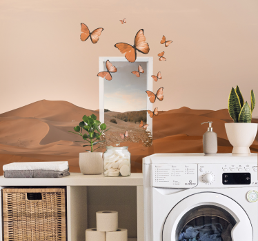 Papel mural naturaleza mariposas voladoras - TenVinilo