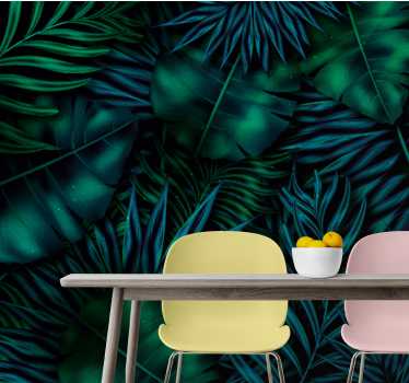 Papel mural naturaleza motivo de follaje exótico - TenVinilo