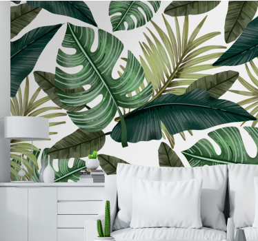 Papel mural naturaleza motivo de vegetación tropical - TenVinilo