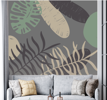 Papel mural naturaleza motivos de hojas artísticas - TenVinilo