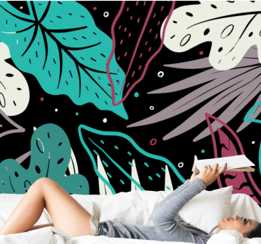 Papel mural naturaleza motivos de hojas decorativas - TenVinilo