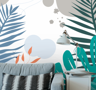 Papel mural naturaleza motivos de hojas estilizadas - TenVinilo