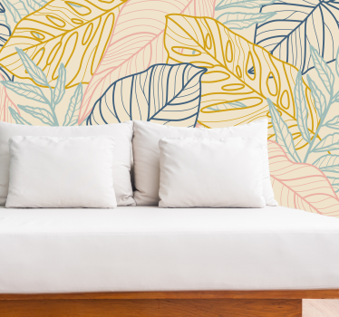 Papel mural naturaleza motivos de hojas exóticas - TenVinilo