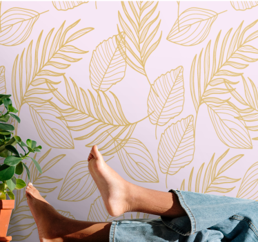 Papel mural naturaleza motivos de hojas sofisticadas - TenVinilo