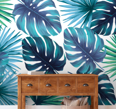 Papel mural naturaleza obra de arte hoja tropical - TenVinilo