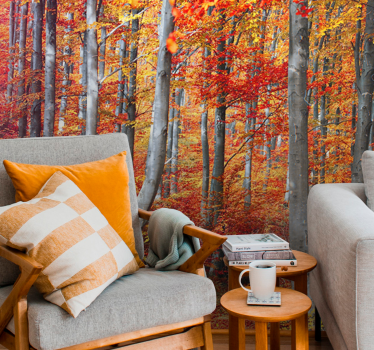 Papel mural naturaleza paisaje de bosque en otoño - TenVinilo
