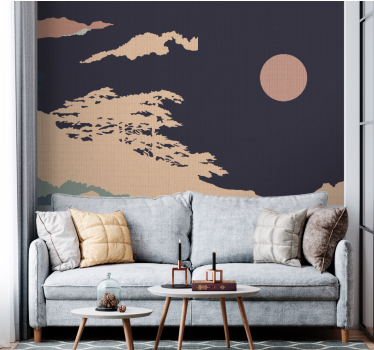 Papel mural naturaleza paisaje lunar tranquilo - TenVinilo