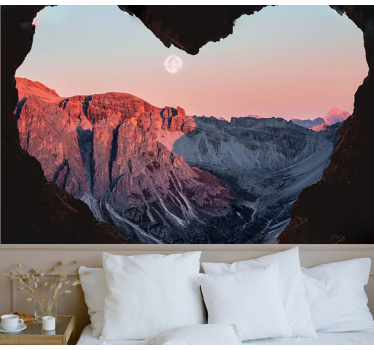 Papel mural naturaleza paisaje montañoso en forma de corazón - TenVinilo