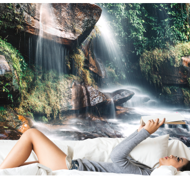 Papel mural naturaleza paisaje sereno de cascada - TenVinilo