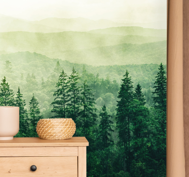 Papel mural naturaleza paisaje verde brumoso - TenVinilo