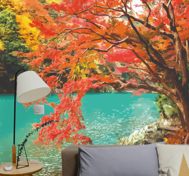 Papel mural naturaleza paisajes otoñales vibrantes - TenVinilo