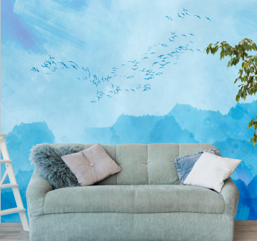 Papel mural naturaleza pájaros volando alto - TenVinilo