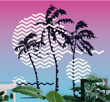 Papel mural naturaleza palmas y olas - TenVinilo
