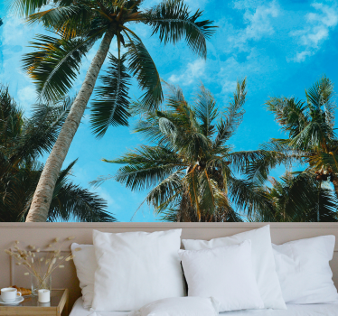 Papel mural naturaleza palmeras en el cielo - TenVinilo