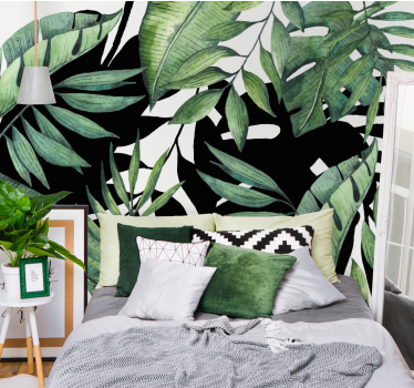 Papel mural naturaleza patrón de follaje tropical - TenVinilo