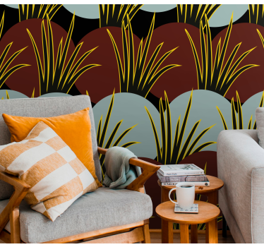 Papel mural naturaleza patrones de hierba estilizados - TenVinilo