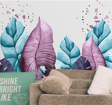 Papel mural naturaleza patrones de hojas grandes - TenVinilo