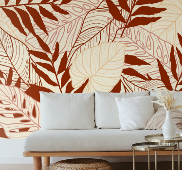 Papel mural naturaleza patrones de hojas tropicales - TenVinilo