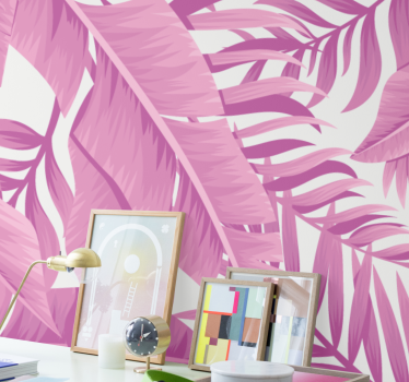Papel mural naturaleza diseño tropical rosa - TenVinilo