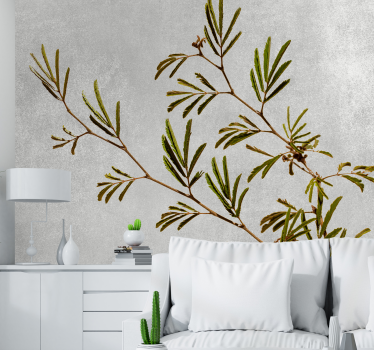 Papel mural naturaleza rama de vegetación delicada - TenVinilo