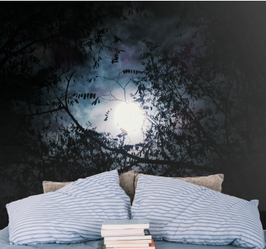 Papel mural naturaleza ramas a la luz de la luna - TenVinilo