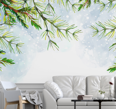 Papel mural naturaleza ramas de pino en lo alto - TenVinilo