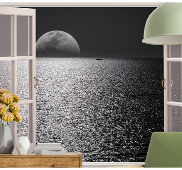 Papel mural naturaleza reflejo de la luna en el océano - TenVinilo