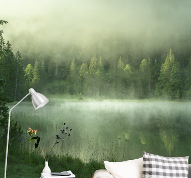 Papel mural naturaleza reflejo en lago brumoso - TenVinilo