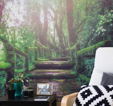 Papel mural naturaleza sendero boscoso musgoso - TenVinilo