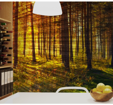 Papel mural naturaleza sendero del bosque dorado - TenVinilo