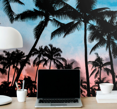 Papel mural naturaleza sombras de palmas tropicales - TenVinilo