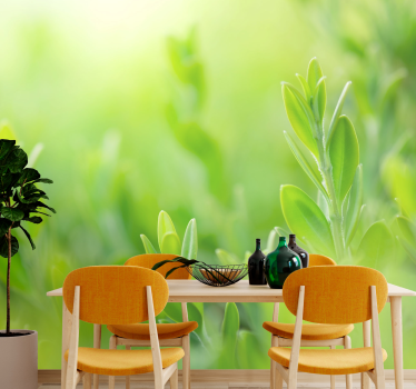 Papel mural naturaleza verde exuberante en primer plano - TenVinilo