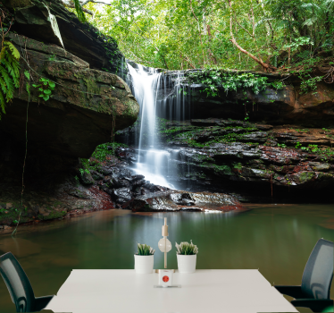 Papel mural naturaleza vista de cascada tranquila - TenVinilo