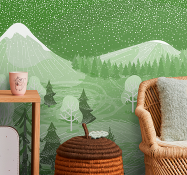 Papel mural naturaleza vista del bosque de montaña - TenVinilo