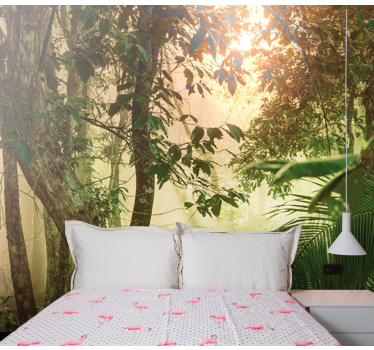 Papel mural naturaleza vista del bosque soleado - TenVinilo