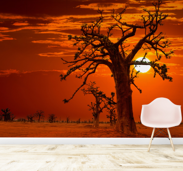 Papel mural paisaje africano puesta de sol - TenVinilo