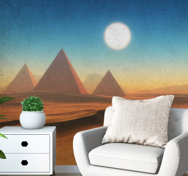 Papel mural paisajes amanecer en las pirámides del desierto - TenVinilo