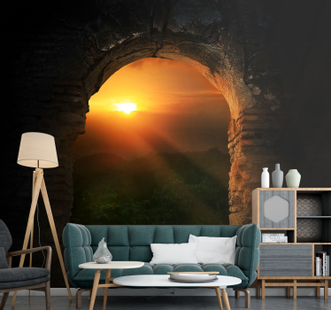 Papel mural paisajes atardecer a través del arco - TenVinilo