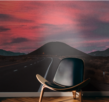 Papel mural paisajes camino del atardecer en el desierto - TenVinilo