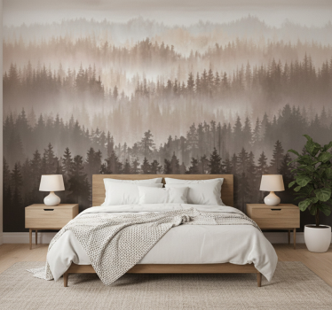Papel mural paisajes capas de bosque de madera - TenVinilo
