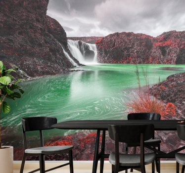 Papel mural paisajes cascada y laguna - TenVinilo