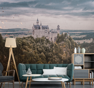 Papel mural paisajes castillo en la montaña - TenVinilo