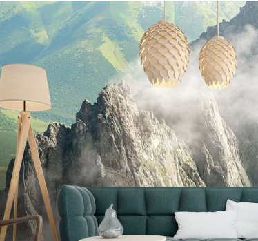 Papel mural paisajes cordilleras verdes montañosas - TenVinilo