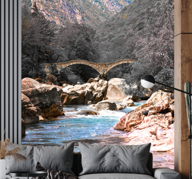 Papel mural paisajes cruce de río tranquilo - TenVinilo