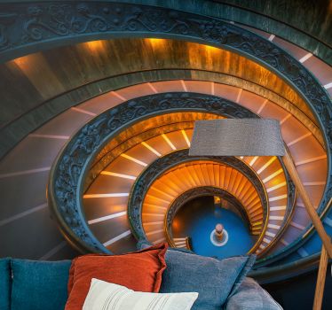 Papel mural paisajes escalera espiral iluminada - TenVinilo