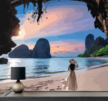 Papel mural paisajes escape a la playa serena - TenVinilo