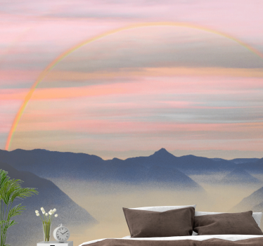 Papel mural paisajes escena arcoíris en montañas - TenVinilo