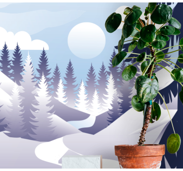 Papel mural paisajes escena de bosque invernal - TenVinilo