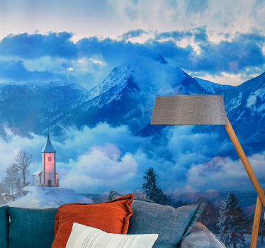 Papel mural paisajes escena de montañas nevadas - TenVinilo